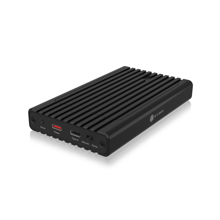 The translation of the given content "Icybox IB-2817MCL-C31 ohišje za 2 NVME SSD-ja s USB-C in USB-A priključkom" from Slovenian to English is as follows: "Icybox IB-2817MCL-C31 case for 2 NVME SSDs w