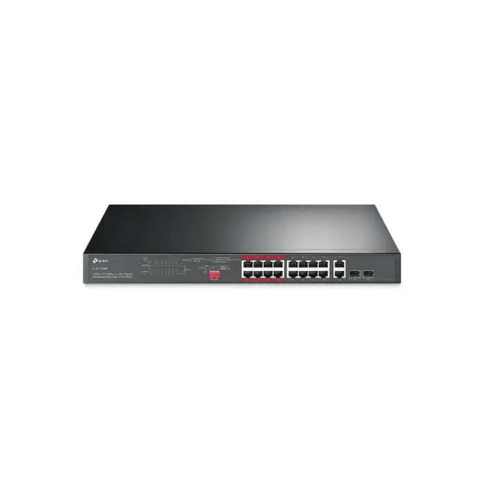 TP-LINK 16-Port 10/100 Mbps + 2-Port Gigabit Rackmount switch with 16-Port PoE+