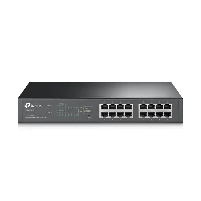 TP-Link 16-port Gigabit Easy Smart Desktop/Rackmount PoE+ preklopnik (Switch), 16×10/100/1000M RJ45 ports, 8×PoE+ ports, metalno kućište