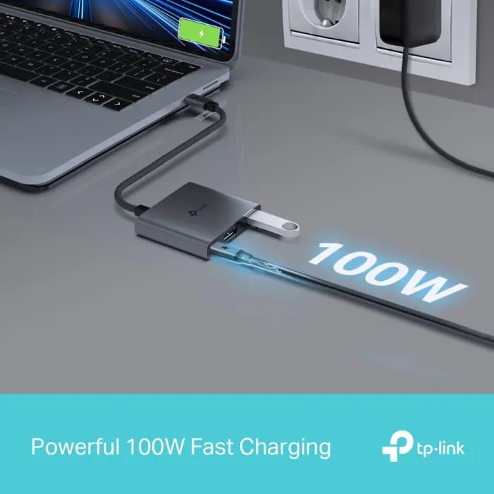 TP-Link 3-portni USB-C HUB 1xUSB-A, 1xUSB-C PD, 1x HDMI 4K 60Hz, crni