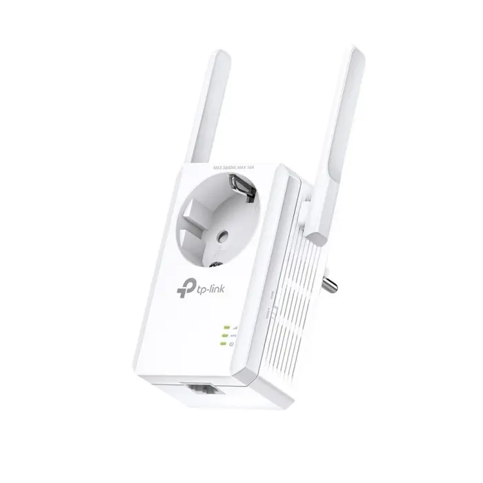 TP-Link bežični pojačivač dometa (Universal Range Extender) 300Mbps, (2.4GHz), 802.11b/g/n, 1×RJ45 10/100, 2×vanjske antene  fiksne, range extender tipka, dodatna utičnica