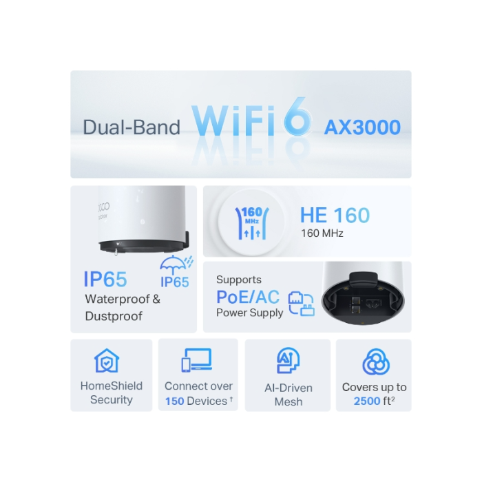 TP-Link Deco X50-Outdoor (1 pack) outdoor Mesh AX3000 Dual-Band Wi-Fi 6 system