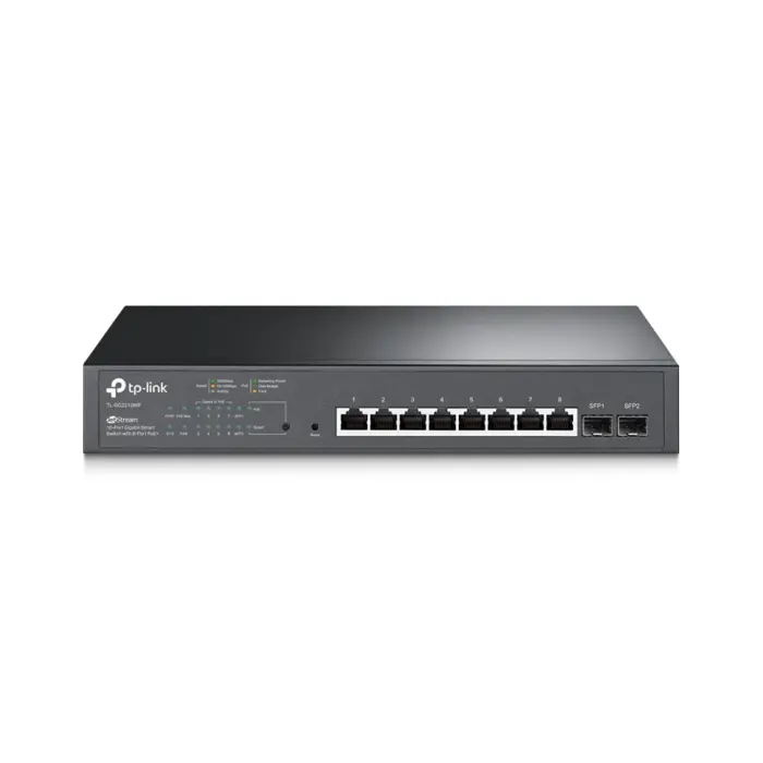 TP-Link JetStream 10-port Gigabit PoE+ Smart preklopnik (Switch), 8×10/100/1000M RJ45 ports + 2×SFP ports (150W)
