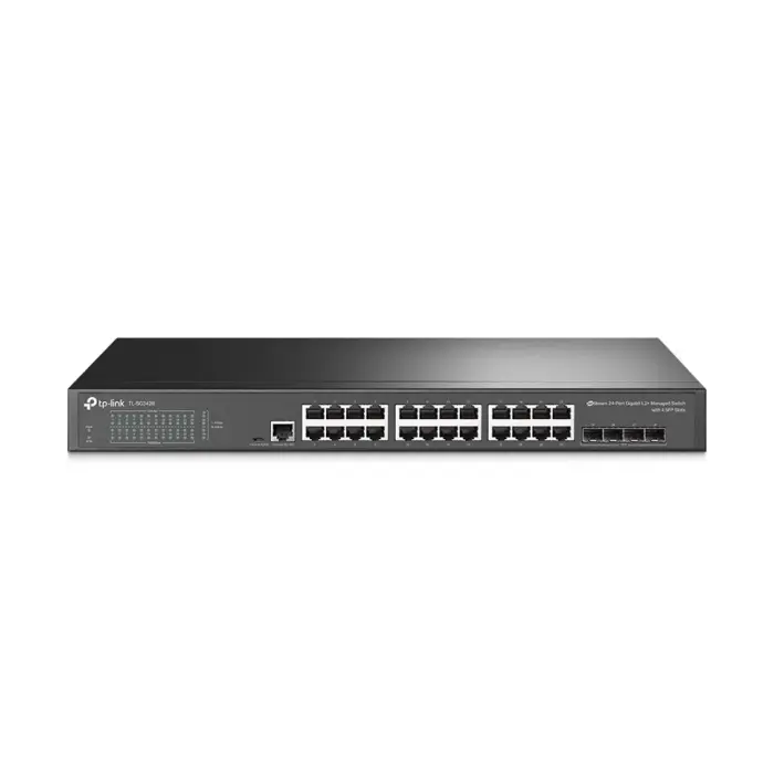 TP-Link JetStream 24-port Gigabit Smart preklopnik (Switch), 24×10/100/1000M RJ45 ports, 4×Gigabit SFP, 1U 19" rack mount