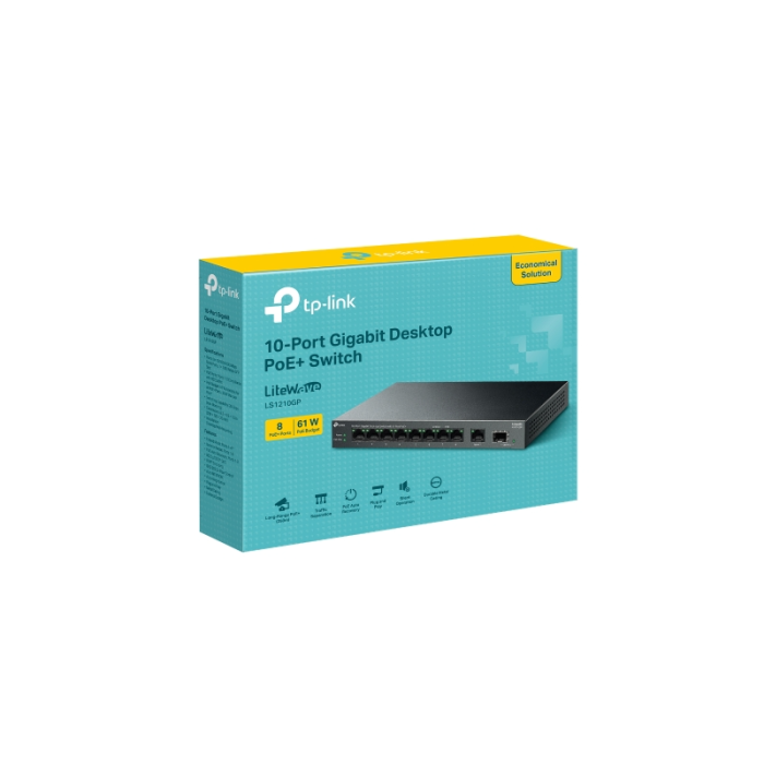 TP-LINK LS1210GP 10-port Gigabit network switch / switch with 8-Port PoE+
