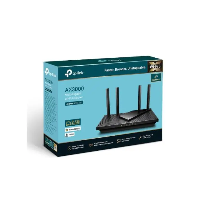 TP-LINK Router Archer AX55 PRO AX3000 Dual Band Gigabit Router Wi-Fi 6, 2.5G Port