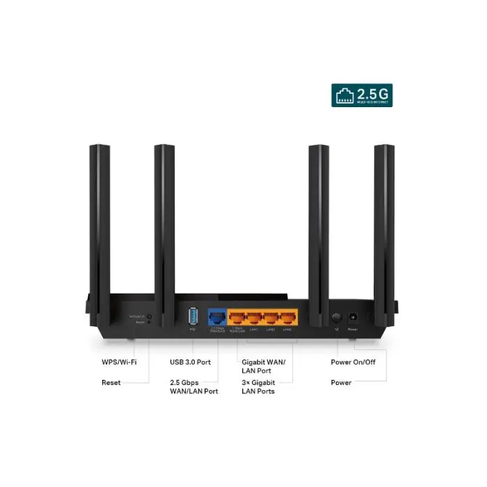 TP-LINK Router Archer AX55 PRO AX3000 Dual Band Gigabit Router Wi-Fi 6, 2.5G Port
