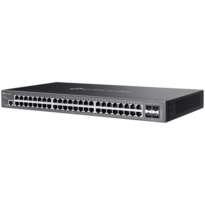 TP-Link SG3452 Omada 48-Port Gigabit L2+ Managed Switch with 4 SFP Slots, 48× Gigabit RJ45 ports and 4× Gigabit SFP slots, Static Routing, VLAN, ACL, QoS, IGMP Snooping, ERPS, Zero-TouchProvisioning, 