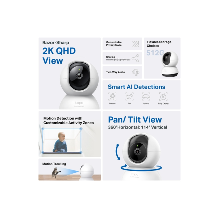 TP-LINK Tapo C220 2k 4MP QHD WiFi Pan/Tilt Security Camera