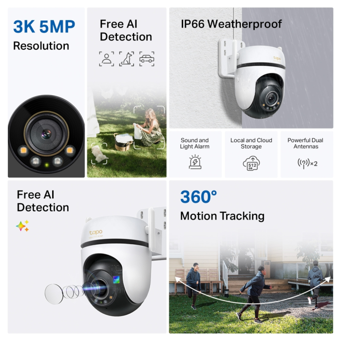 TP-LINK Tapo C530WS 3K 5MP 360° Pan/Tilt zunanja Wi-Fi varnostna kamera