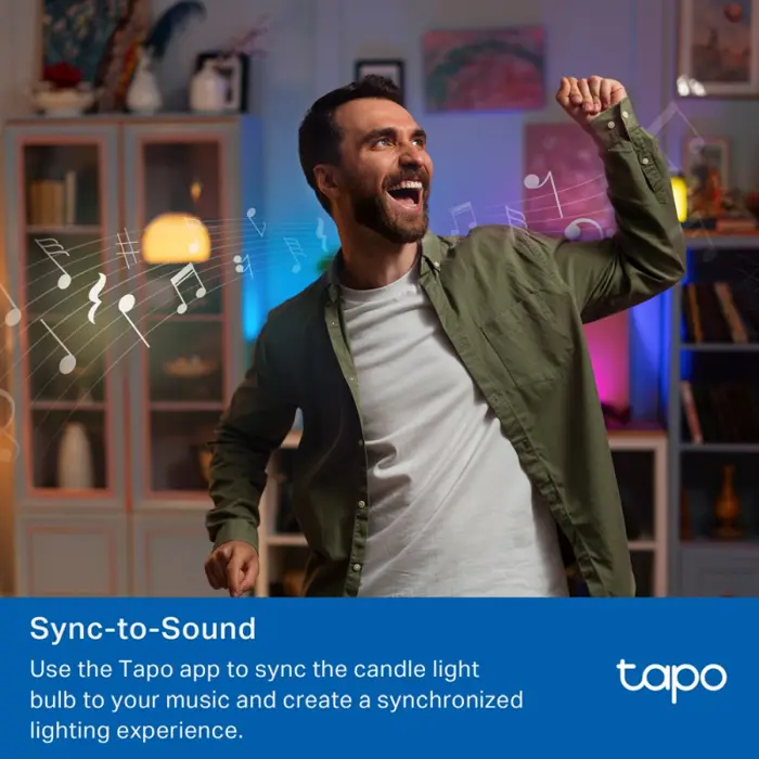 TP-Link Tapo Smart Wi-Fi višebojna žarulja E14, 8.6W, 470lm, 2500K - 6500K, glasovna kontrola (Amazon Alexa & Google Assistant)