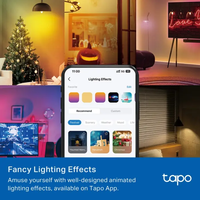 TP-Link Tapo Smart Wi-Fi višebojna žarulja E14, 8.6W, 470lm, 2500K - 6500K, glasovna kontrola (Amazon Alexa & Google Assistant)