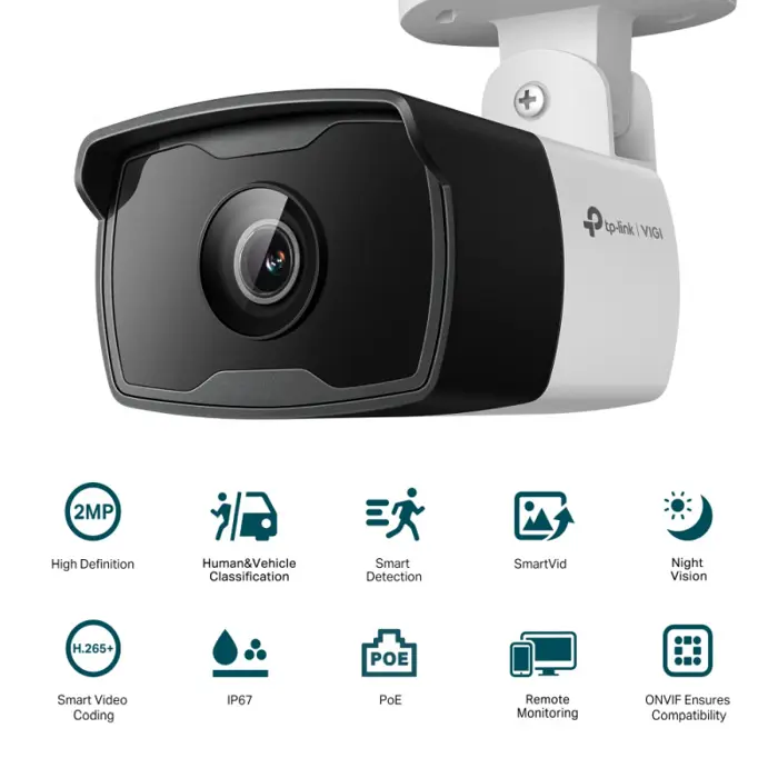 TP-Link vanjska IP Dome kamera, H.265+ video, 3MP, 2.8mm leća, RJ45, PoE, Night Vision, detekcija pokreta, vodootporna IP67, VIGI app