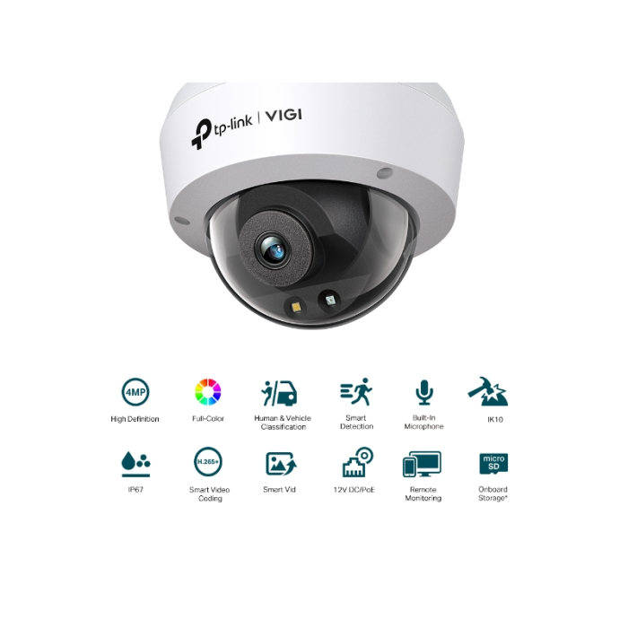 TP-LINK VIGI 4MP Full-Color Dome Network Camera (up to 2560 × 1440 H.265+ 30fps)