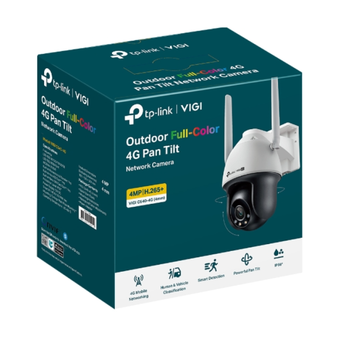 TP-LINK VIGI 4MP Outdoor Full-Color 4G/LTE Pan Tilt Network Camera (up to 2560X1440 H.265+ 30fps)