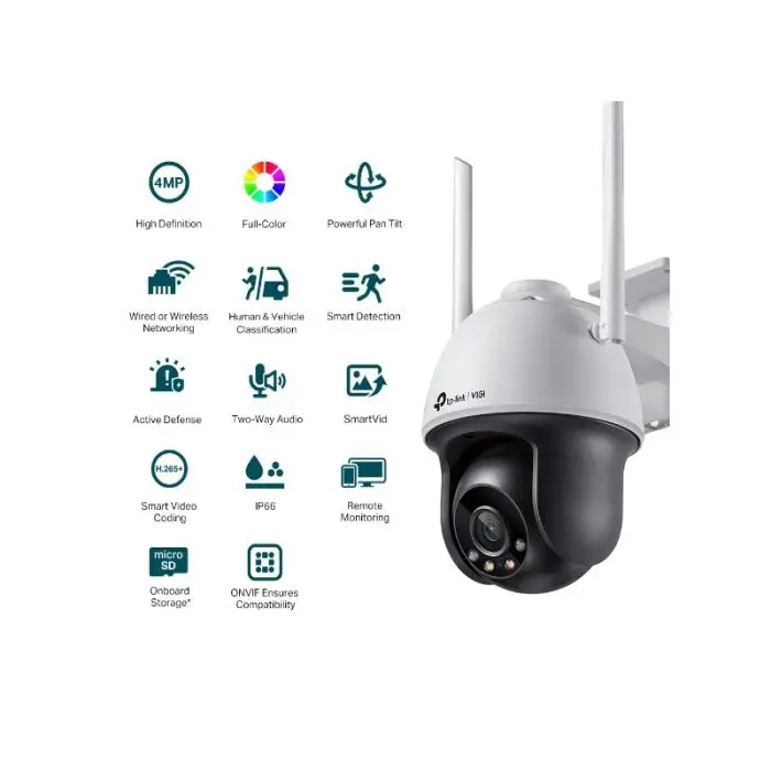 TP-LINK VIGI 4MP Outdoor Full-Color Wi-Fi Pan Tilt Network Camera (up to 2560X1440 H.265+ 30fps)
