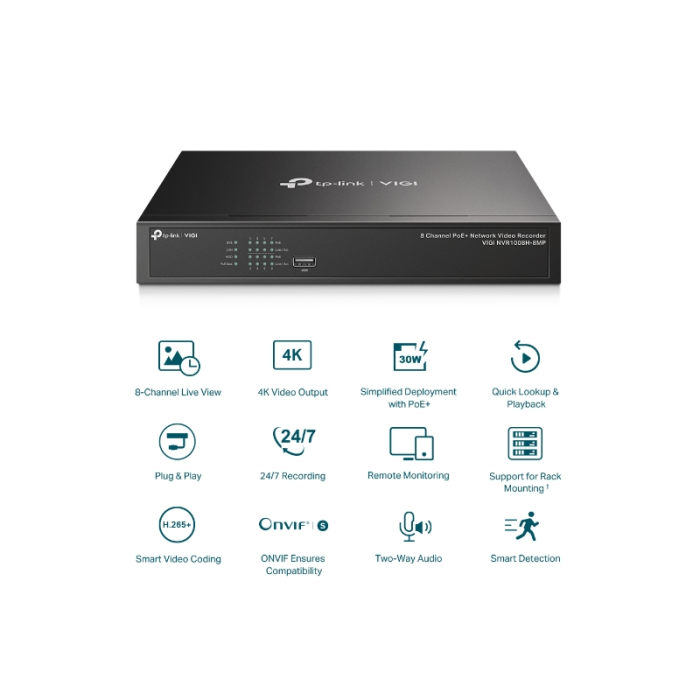 TP-LINK VIGI 8-channel PoE+ network video recorder 24/7
