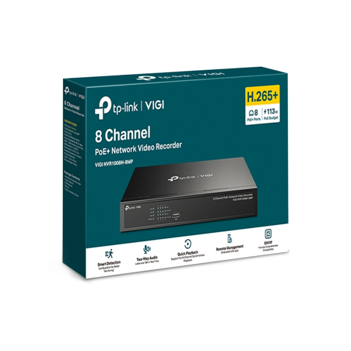 TP-LINK VIGI 8-channel PoE+ network video recorder 24/7