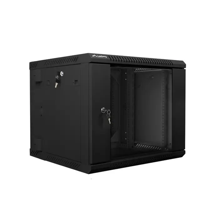 TWO-SECTION WALL-HUNG RACK CABINET 19" 9U 600X600 BLACK LANBERG (FLAT PACK)