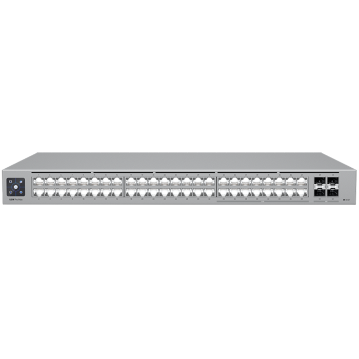 Ubiquiti 48-port, Layer 3 Etherlighting switch with 2.5 GbE, 16x 2.5 GbE RJ45 ports, 32x GbE RJ45 ports, 4x 10G SFP+ ports