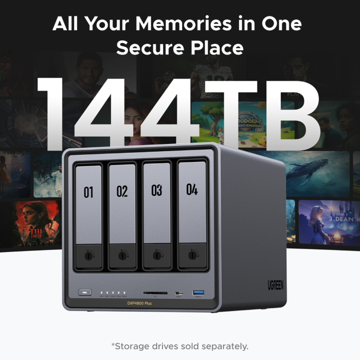 Udync DXP4800 Plus for 4+2 disks, Intel 8505, 8GB DDR5, 1x2.5GBE and 1x 10GB