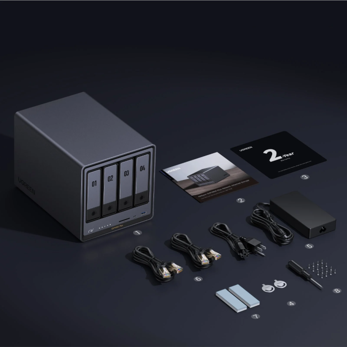 Udync DXP4800 Plus for 4+2 disks, Intel 8505, 8GB DDR5, 1x2.5GBE and 1x 10GB