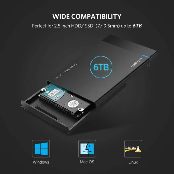 Ugreen 2.5 HDD case USB-C input black - box