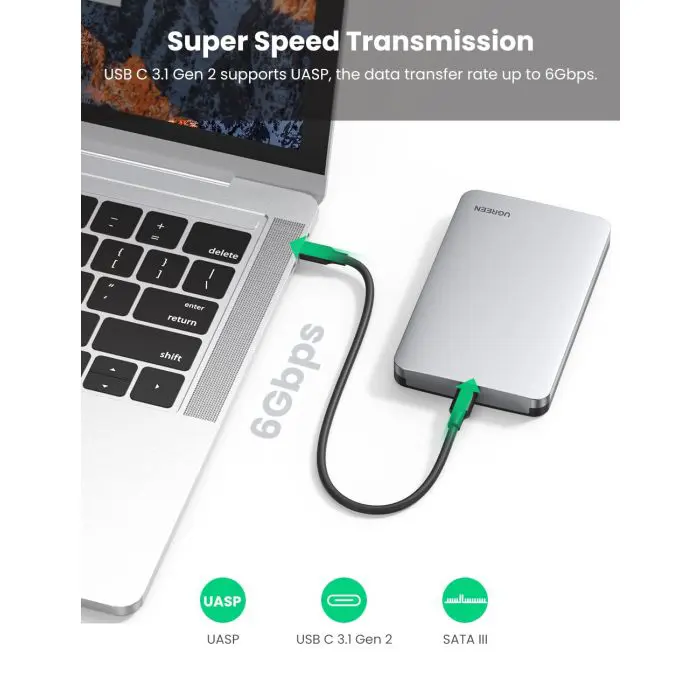 Ugreen 2.5'' SATA drive case silver - box