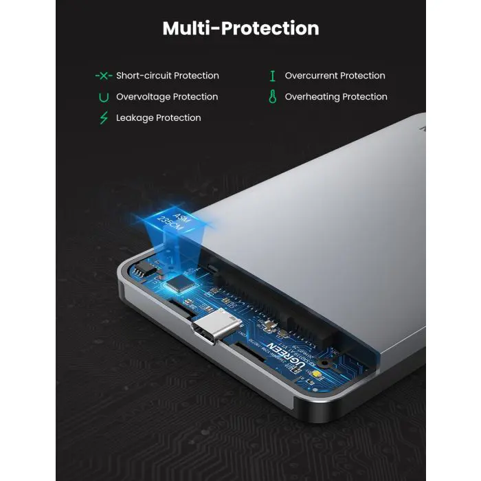 Ugreen 2.5'' SATA drive case silver - box