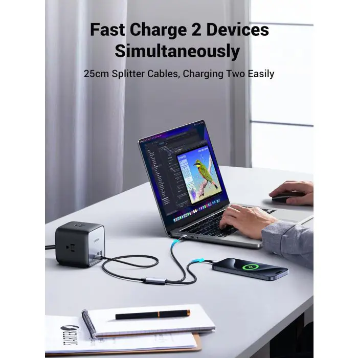 Ugreen 2in1 dual USB-C charging cable with 100W