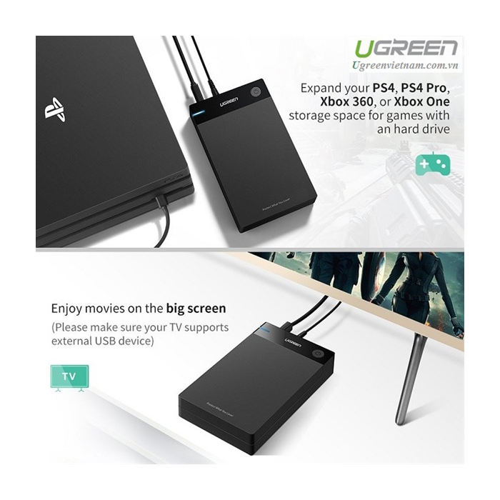 Ugreen 3.5'' USB 3.0 to SATA HDD enclosure for disk - box.