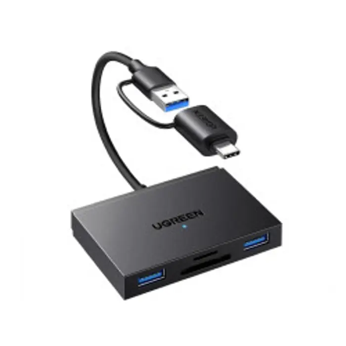 UGREEN 4-portni USB-C/A HUB 2xUSB-A, 1xSD, 1xTF, sivi