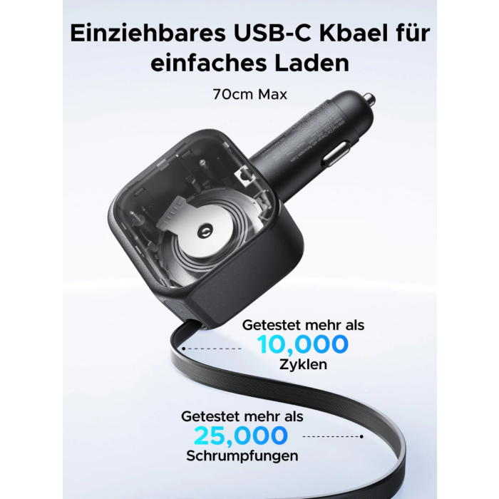 Ugreen 60W avtopolnilec z vgrajenim USB-C kablom