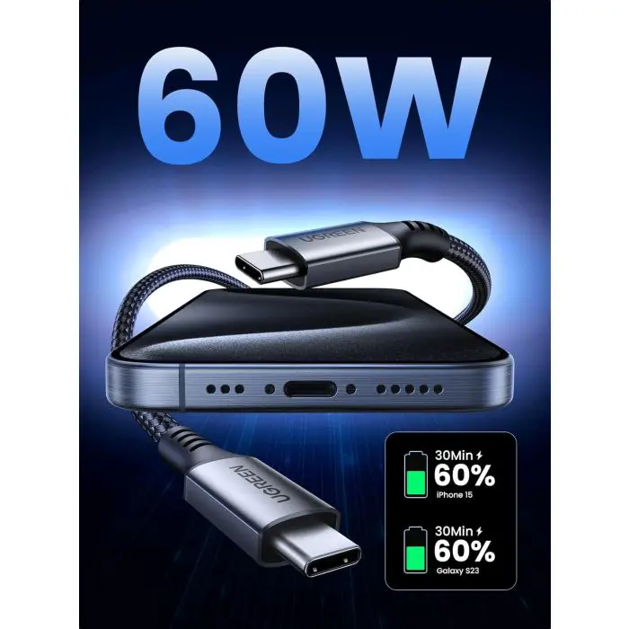 Ugreen 60W USB-C to USB-C charging cable, 1M