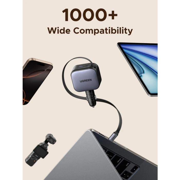 Ugreen 90W avtopolnilec z vgrajenim USB-C kablom