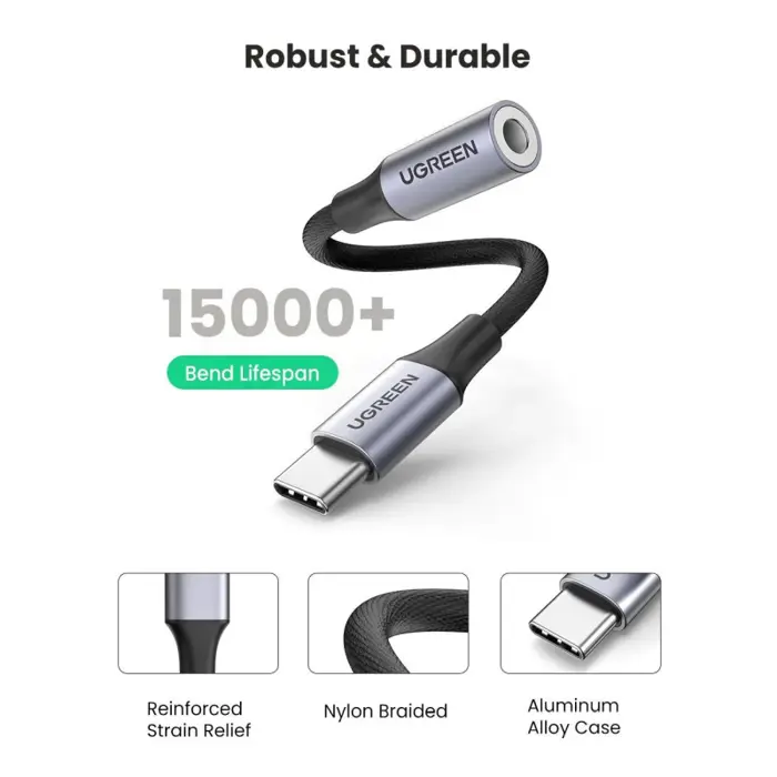 UGREEN adapter USB-C na 3.5mm, 10cm