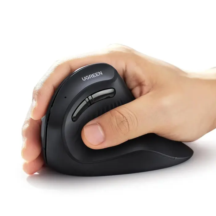 UGREEN bežični ergonomski vertikalni miš, bluetooth, 4000 DPI, USB, crni