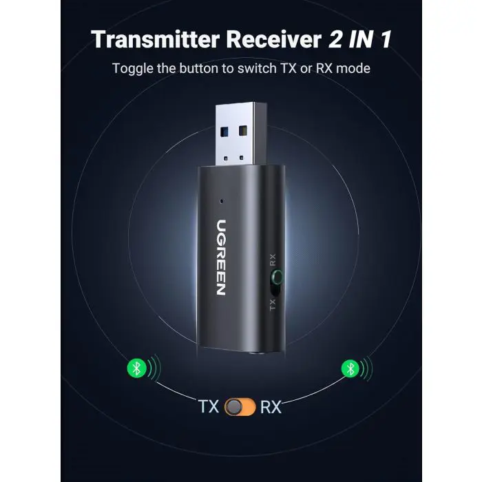 UGREEN bluetooth 5.1 wireless transmitter/receiver 2-in-1 for TV, Home audio receiver, Car radio, ...