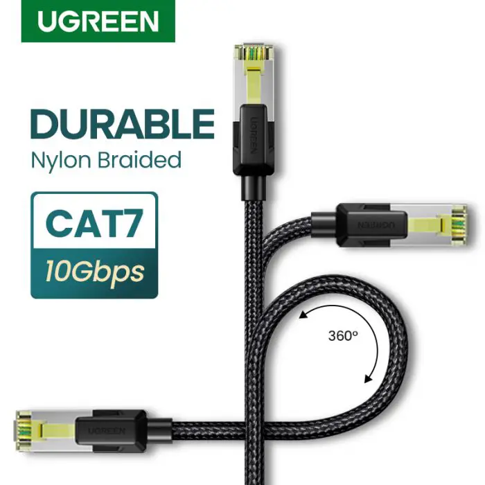 Ugreen Cat7 Shielded Braided Round Cable with Modular RJ45 Ethernet Connector 5M