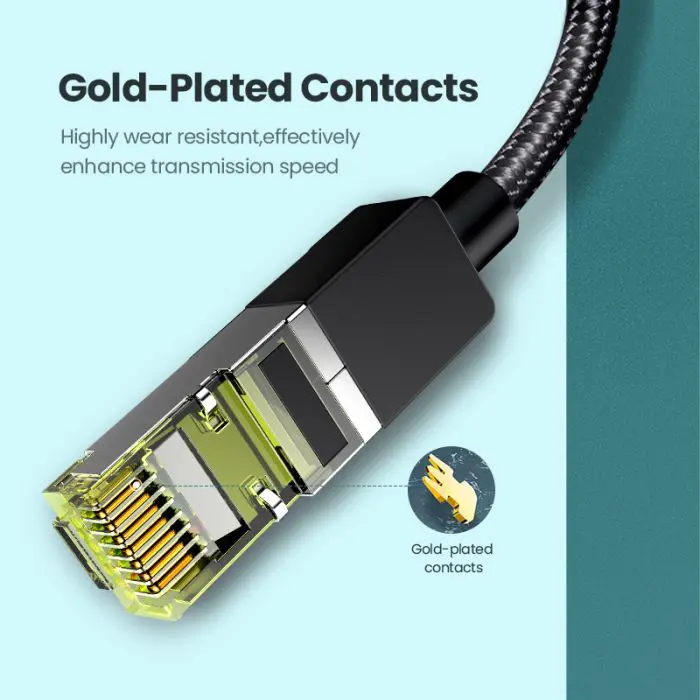 Ugreen Cat7 Shielded Round Cable with Braided Modular RJ45 Ethernet Connector 1M