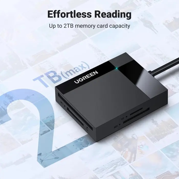 UGREEN čitač memorijskih kartica, USB 3.0, TF/SD/CF/MS kartice, 50cm, crni