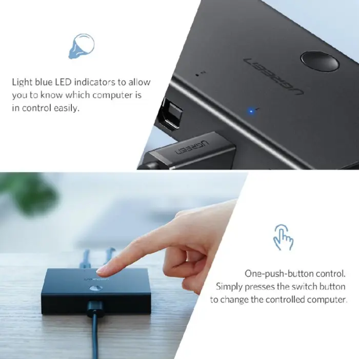 UGREEN Data Switch , USB 2.0 2x1, crni