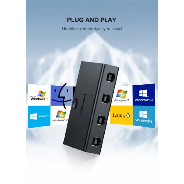 UGREEN Data Switch, USB 2.0 4x1, crni
