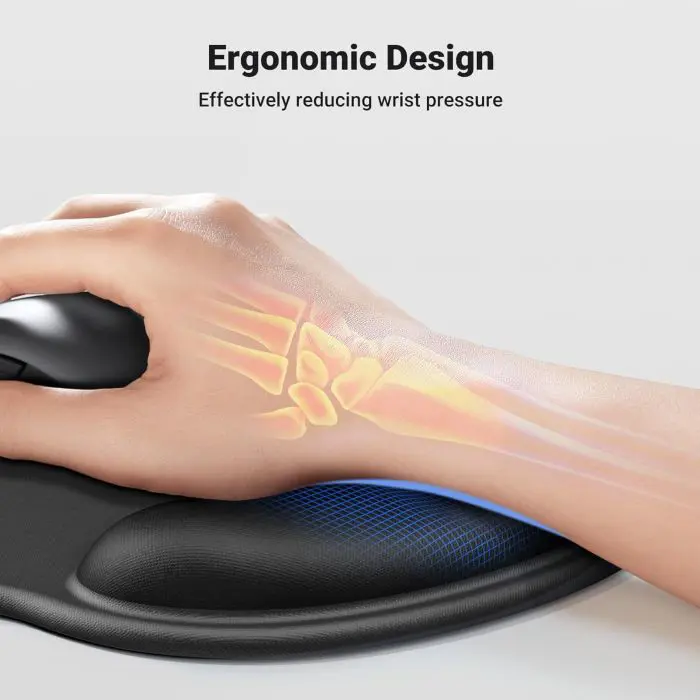Ugreen Ergonomic Mouse Pad with Wrist Rest - Black