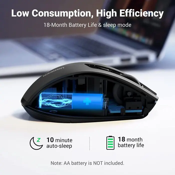 Ugreen ergonomic wireless and silent mouse with side buttons