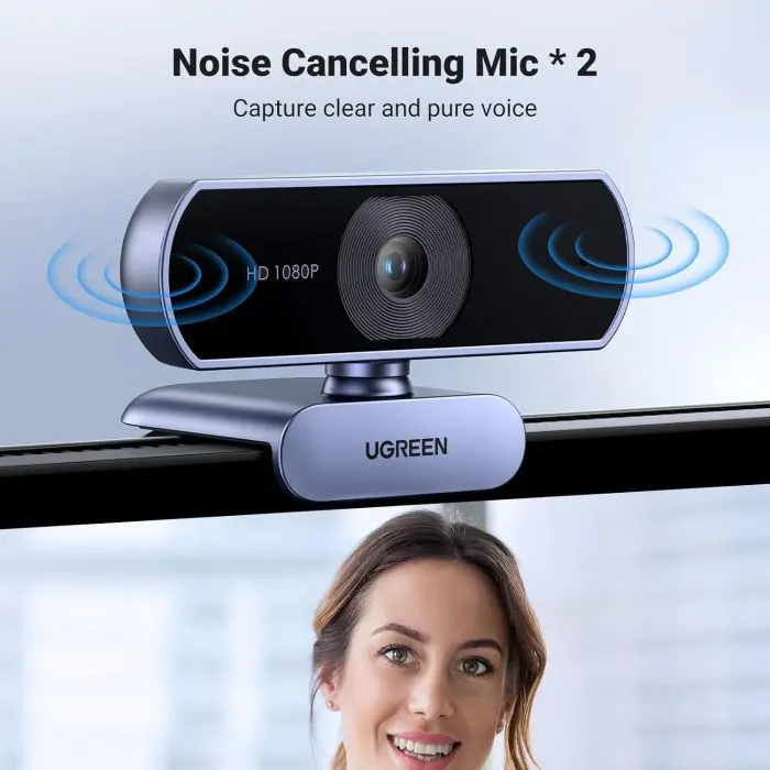 Ugreen Full-HD Webcam with Dual Microphone, 1080P 30Fps