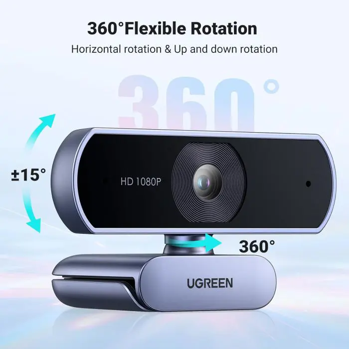 Ugreen Full-HD Webcam with Dual Microphone, 1080P 30Fps