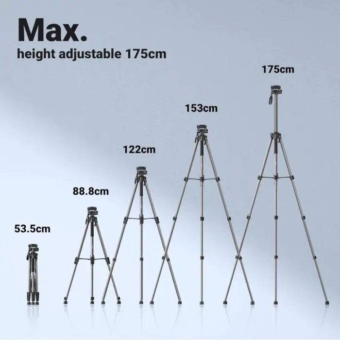 UGREEN LP661 Stativ tripod za foto i video, nosivost 5kg, visina 53.5-175cm, 360° Pan,180° Tilt, za mobitele, akcijske kamere, DSLR fotoaparate, ručne kamkordere, projektore
