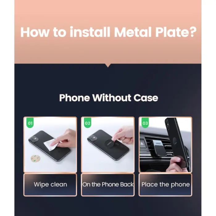 UGREEN magnetni držač za smartphone, za auto, crni