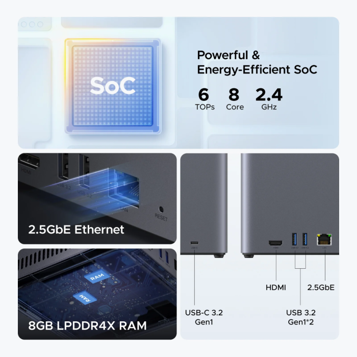 Ugreen NASync DH4300 Plus za 4 diske, ARM 8-jedrni, 8GB DDR4, 2.5Gbe mreža